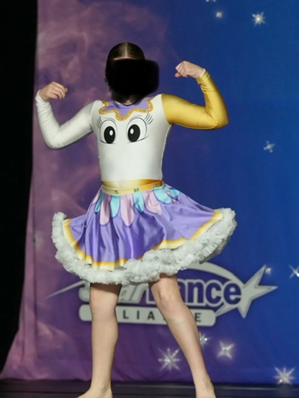 Purple and White Kids Costume Dress with Tulle Skirt